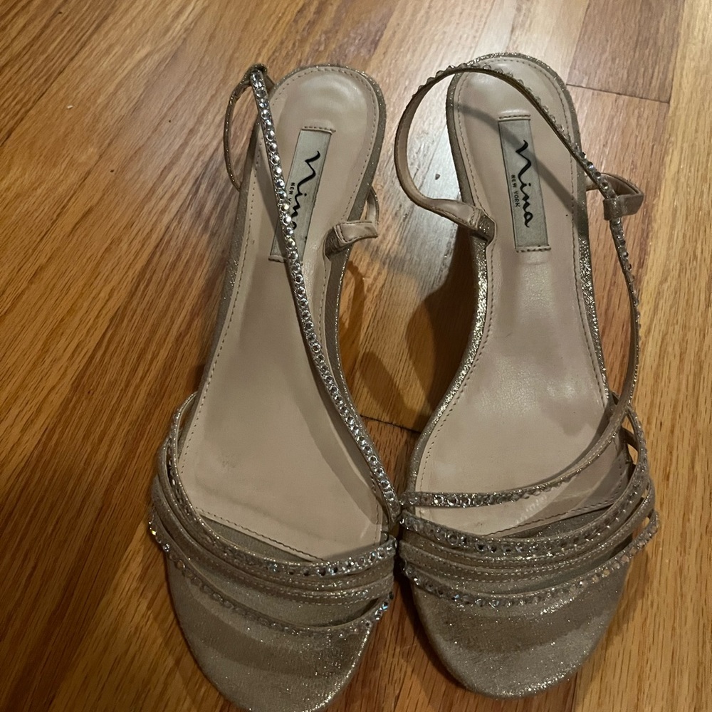 Gold sparkle sandal heels